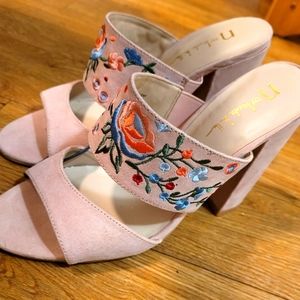 N by Nicole Miller Pink Embroidered Heels